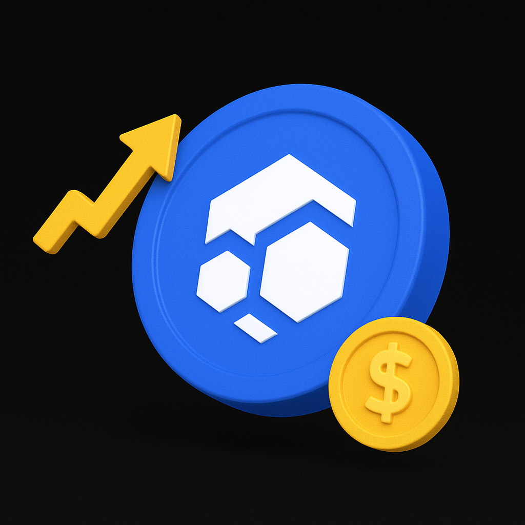 Crypto coin growth and rising value concept