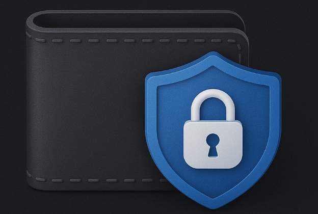 Secure digital wallet with padlock shield